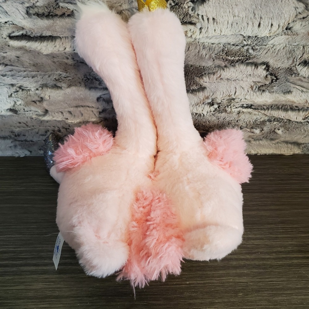 Valentine's Day Boy & Girl Flamingo Plush Stuffed Animal Holding Metallic Heart - Picture 3 of 8